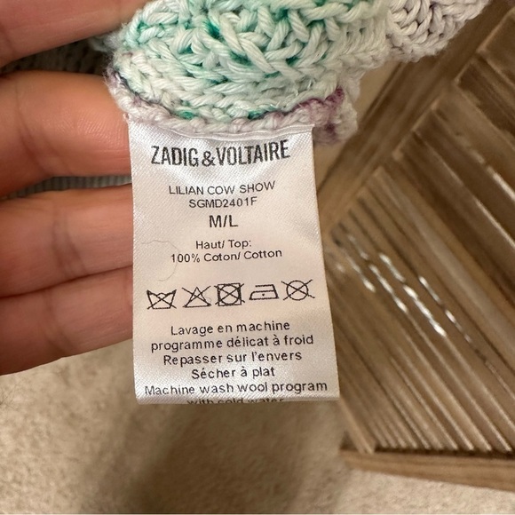 Rare Zadig & Voltaire Lilian Cow Rainbow Cardigan size M - Picture 8 of 9